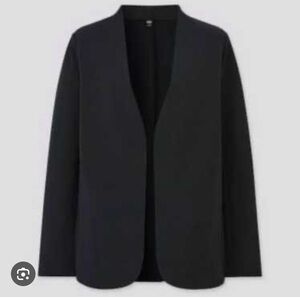 Uniqlo Women Collarless Stretch Blazer, Size: M, Color: Black, New Without Tags